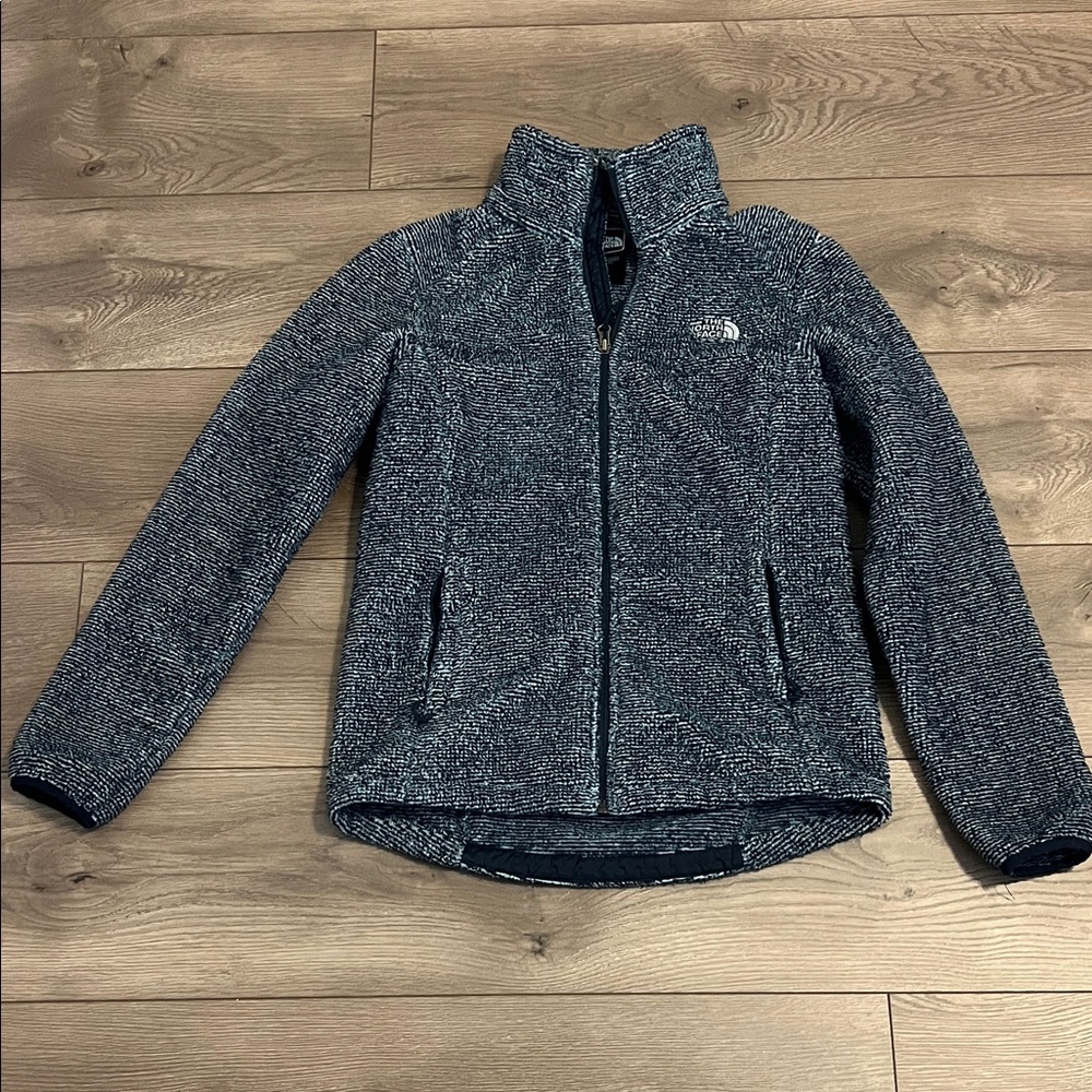 The North Face Blue Osito Jacket Full-Length Zipper Stand-Up Collar